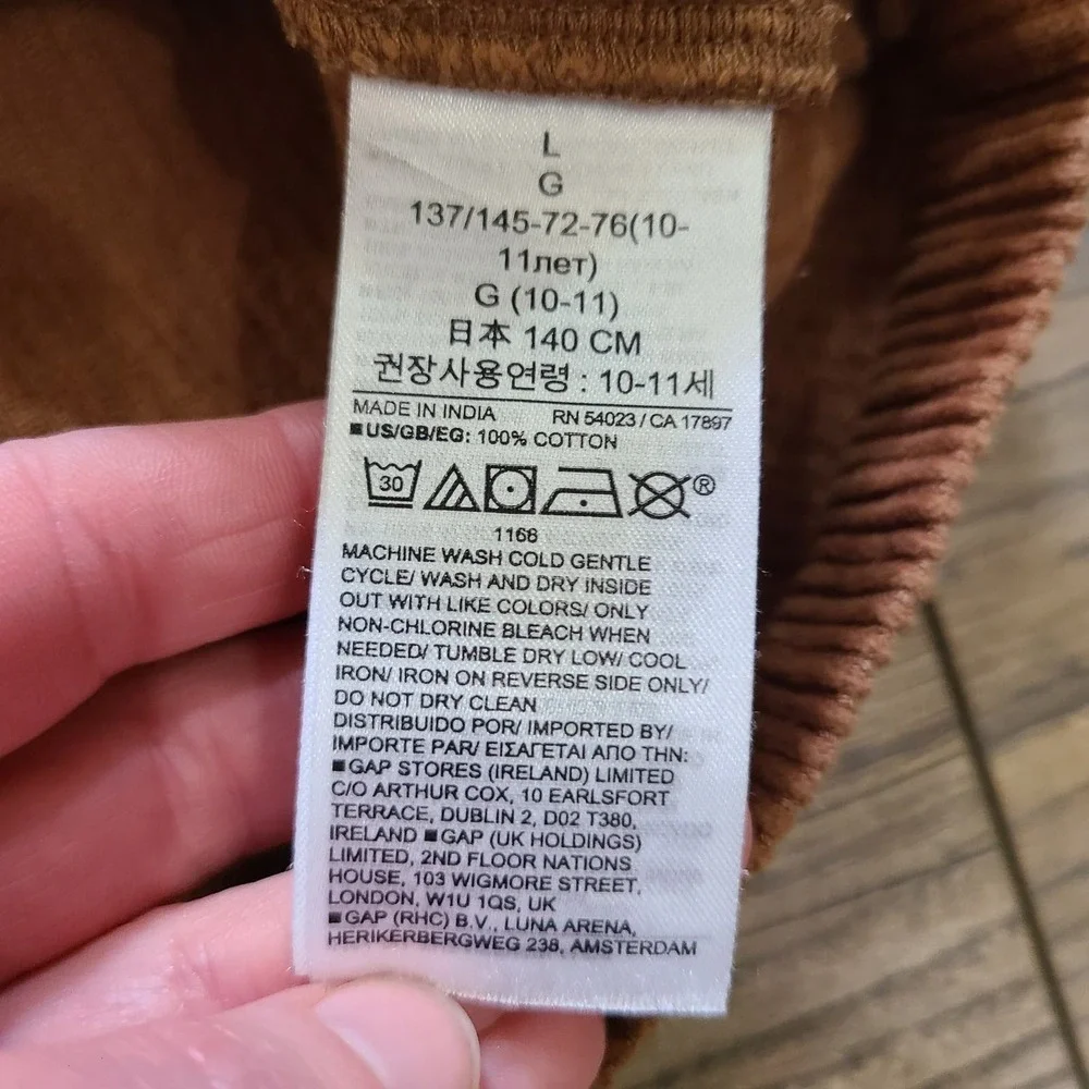 Gap Kids Corduroy Sable Brown Button Front Elastic Waist Mini‎ Skirt Youth L 10